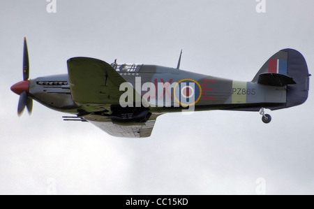 Hawker Hurricane MkIIc von der Schlacht von Großbritannien Memorial Flug anzeigen bei Kemble Airport Tag der offenen Tür Stockfoto