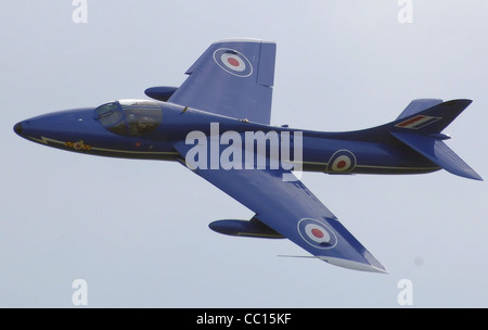 Hawker Hunter T.7 "Blue Diamond" (XL577, G-BXKF) der Delta Jets-Flotte auf Kemble Airport Tag der offenen Tür, Stockfoto