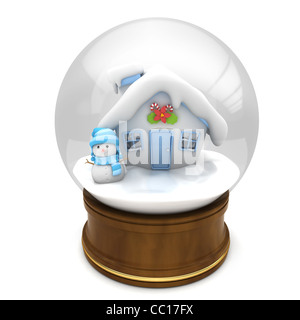 3D Abbildung einer Schneekugel Stockfoto