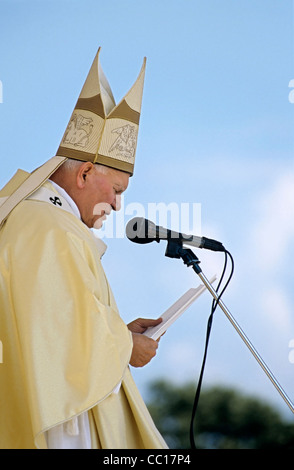 Papst Johannes Paul II sprechen während der WJT, World Youth Day, 1991, Czestochowa, Polen Stockfoto