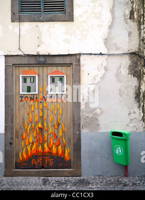 Offene Türen-Kunst-Projekt, Verjüngung der verfallenen Altstadt von Funchal, Madeira Stockfoto