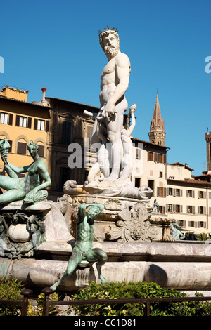 Detail der Neptunbrunnen von Bartolomeo Ammannati steht auf der Piazza della Signoria in Florenz seit 1575. Stockfoto