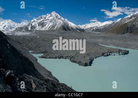 Der Mount Cook National Park umfasst Terminal See, den Tasman Glacier & Mackenzie Basin auf der Südinsel Neuseelands. Stockfoto