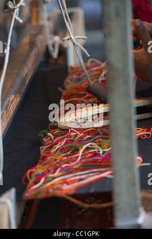 Detail eines Webstuhls verwendet von Webern bei einer Genossenschaft in Old Manali, Himachal Pradesh, Indien Stockfoto