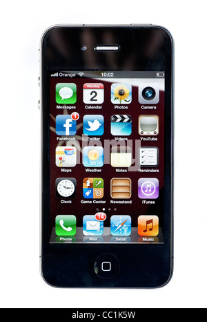 Home-Bildschirm auf ein Apple iPhone 4 Smartphone Stockfoto