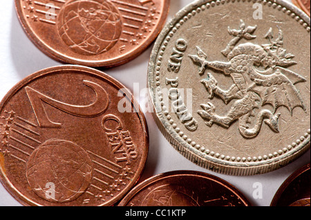 British Pound Euro symbolisiert brexit umgeben Stockfoto