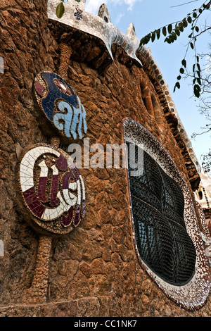 Gaudi-Architektur, Parc Güell, UNESCO-Weltkulturerbe, Barcelona, Catalunya (Katalonien) (Cataluna), Spanien, Europa Stockfoto