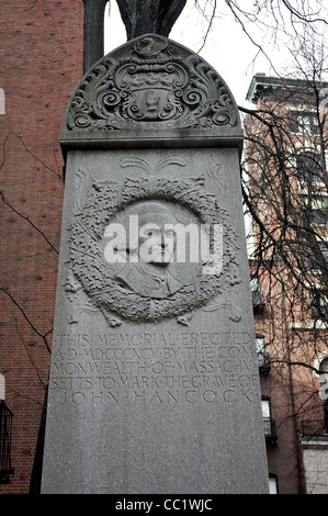 John Hancock Grab Marker, Granary Burying Ground, Boston, Massachusetts, USA Stockfoto