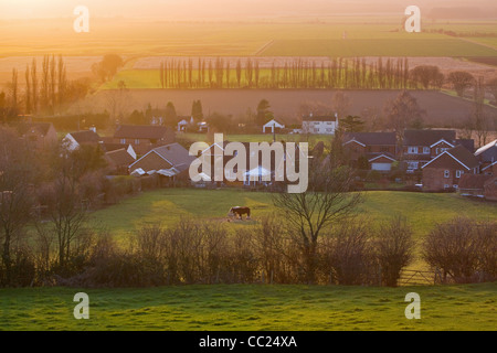 North Lincolnshire Dorf von Bonby an einem sonnigen Januarabend Stockfoto