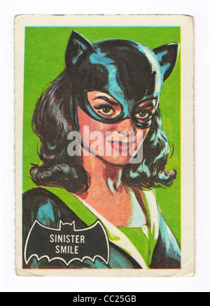 Bubble Gum Sammelkarten von 1966 Batman Trading Card set bekannt als Black Bat Series oder Orange Rücken Stockfoto