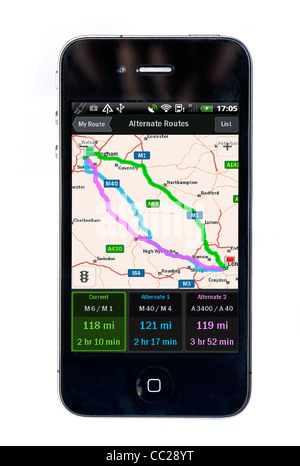 CoPilot Live-Satelliten-Navigation auf dem Apple iPhone 4 Stockfoto