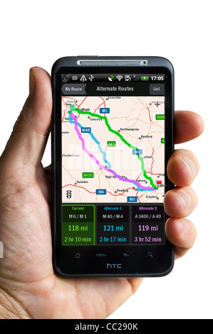 CoPilot Live-Satelliten-Navigation auf ein HTC Desire HD Android-smartphone Stockfoto