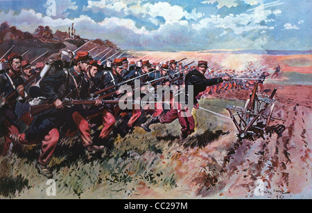 Laden Französisch Fußsoldaten, Angriff auf Infanterie oder Französisch Armee während des Französisch-Preußischen Krieges 1870 Stockfoto