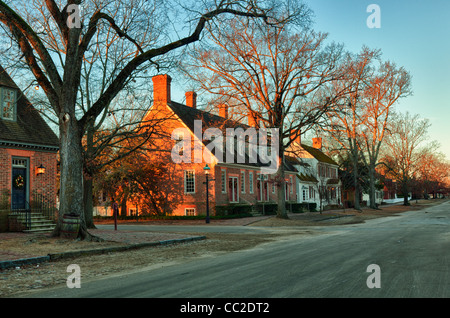 Straßenszenen in Colonial Williamsburg in Virginia zu Weihnachten Stockfoto