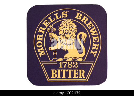 Bierdeckel / Mat - Polyamory Brauerei, Oxford, England mit einer Anzeige für ihre bittere Tropfen. Stockfoto