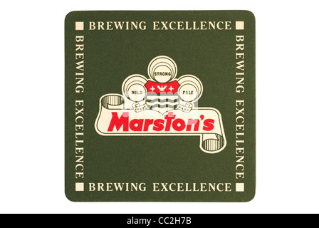 Bierdeckel / Tropfen Mat - Marston es Brauerei, Burton-Upon-Trent, England. Stockfoto