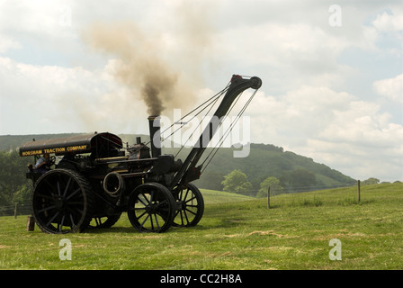 Ein Fowler 8nhp B5 Straße Lokomotive Kran Motor, 1901 gebaut und auf den South Downs bei Wiston Dampf Rallye hier abgebildet. Stockfoto