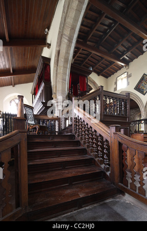 Milbanke Familie Pew bei der Church of St Peter, Croft, Yorkshire North Riding Stockfoto