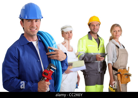 Verschiedene Mitarbeiter Stand in Reihe Stockfoto