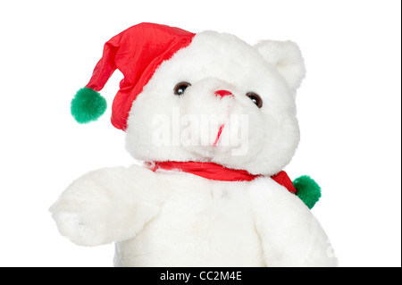 Teddy Bär mit Weihnachtsmütze und Schal Stockfoto