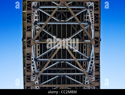 aus Metall und Beton-Brücke von unten Stockfoto