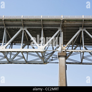 aus Metall und Beton-Brücke von unten Stockfoto