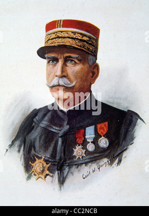 Porträt von General Joffre, Joseph Jacques Césaire Joffre (1852-1931) Französischer General und Armeekommandant während des Ersten Weltkriegs oder des Ersten Weltkriegs. Vintage Illustration oder Gravur Stockfoto