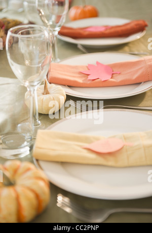 USA, New Jersey, Jersey City, Nahaufnahme von Tischdekoration Stockfoto