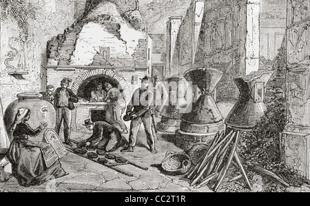 Bakers Backofen, Brot und Mehl-Mühlen in den Ausgrabungen in Pompeji, Neapel, Italien im späten 19. Jahrhundert entdeckt. Stockfoto