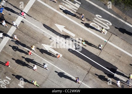 USA, New York City, New York City Marathon von oben gesehen Stockfoto