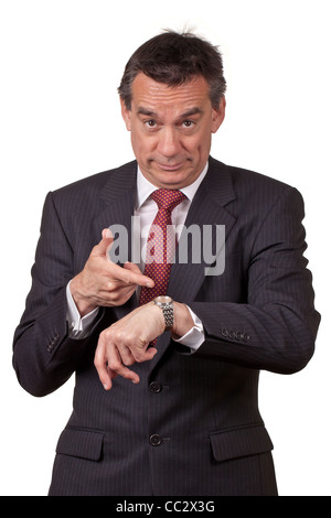 Attraktive Mittelalter Geschäftsmann im Anzug auf Watch Stockfoto