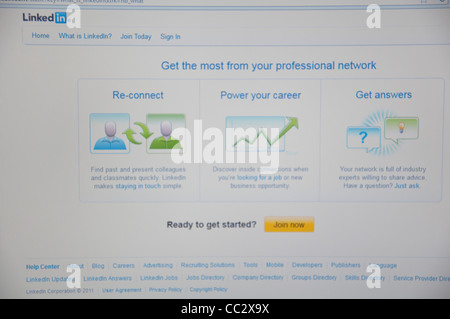 LinkedIn Webseite online-Screenshot Screenshot Stockfoto