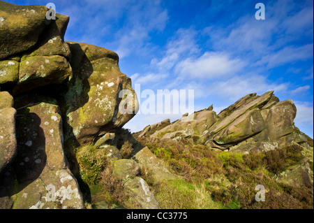 Ramshaw rockt Gritstone Klippen Peak District Nationalpark Staffordshire England UK GB EU Europa Stockfoto