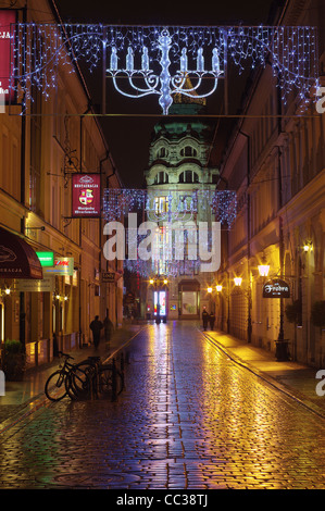 Breslau Altmarkt in Weihnachtsschmuck bei Nacht Stockfoto