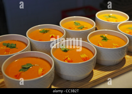 Gazpacho, eine kalte spanische Tomatenbasis rohe Gemüsesuppe Stockfoto