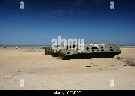 Mulberry Hafen, einen temporären Hafen entwickelt im zweiten Weltkrieg, Fracht an den Stränden während der Invasion der Alliierten in der Normandie zu verlagern Stockfoto