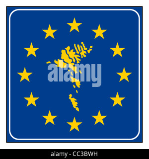 Färöer Inseln Karte anklicken blau und Sternenhimmel europäischen isoliert auf weißem Hintergrund mit Textfreiraum. Stockfoto