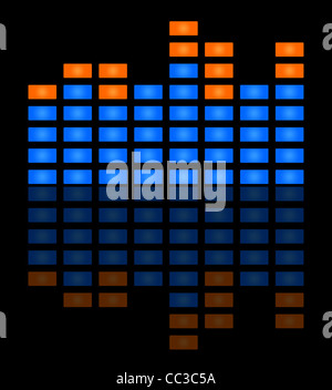 Blaue Musik Schallwelle auf schwarzem Hintergrund mit Textfreiraum. Stockfoto