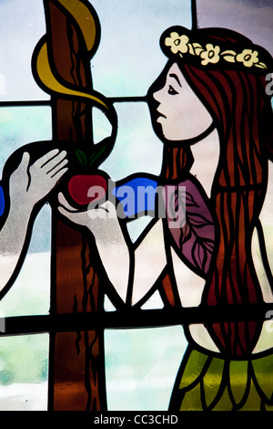 Adam, Eva, der Apfel und der Garten Eden Stockfoto