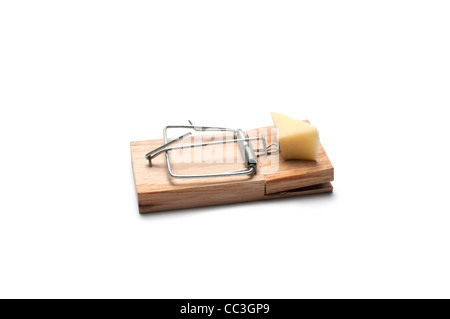 Eine Mausefalle mit Käse Stockfoto