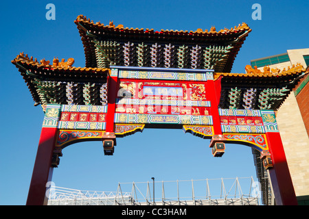 Eingang zu Chinatown in Newcastle Upon Tyne, England, Vereinigtes Königreich. Stockfoto