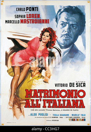 Film-Plakate: Ehe italienischen Stil, 1964, Regie: Vittorio De Sica, Marcello Mastroianni, Sophia Loren Stockfoto