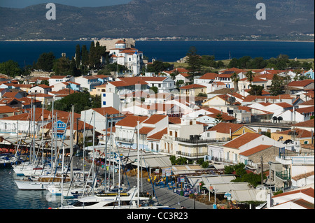 Griechenland, nordöstlichen Ägäischen Inseln, Samos, Pythagorio, Hafenblick Stockfoto