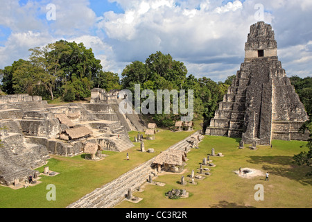 Tempel I, Maya Ruinen von Tikal, in der Nähe von Flores, Guatemala Stockfoto