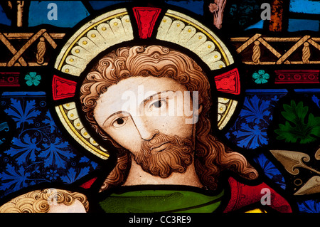 Christus Glasmalerei, St. James Church, neu, Northamptonshire, England, UK Stockfoto