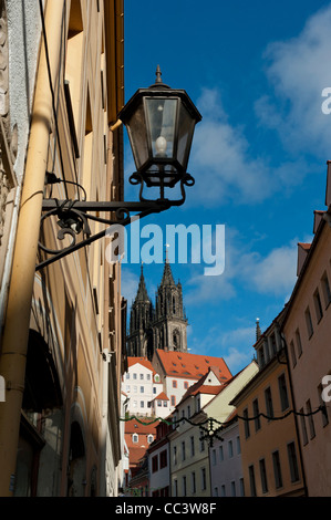 Die gotische Kathedrale in Meißen von Burgerstrasse gesehen. Sachsen-Deutschland. Europa Stockfoto