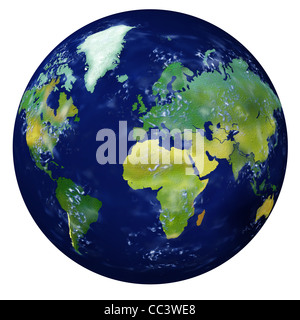 Planetenerde. Sehr detaillierte und realistische Darstellung mit allen großen Kontinenten. Stockfoto