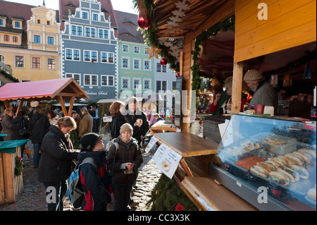 Weihnachtsmarkt Meißen Rathaus. Sachsen, Deutschland, Europa Stockfoto