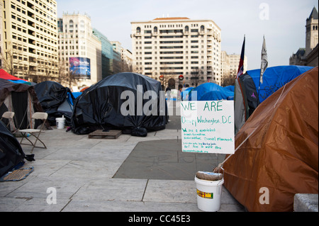 Eingerichtet ist der besetzen Washington DC-Protest auf Freiheit Plaza Stockfoto