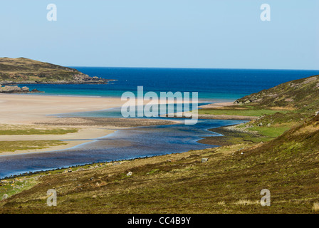 Achnahaird Strand, in der Nähe von Archiltibuie, atemberaubenden weißen Sandstränden, Summer Isles North West Schottland Stockfoto